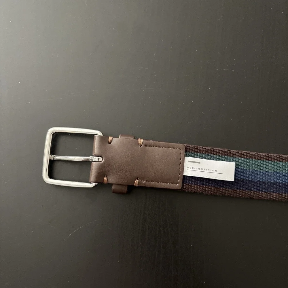 Public Opinion Woven Belt Dress Casual‎ Belt Blue Green Brown Size 32 Men's